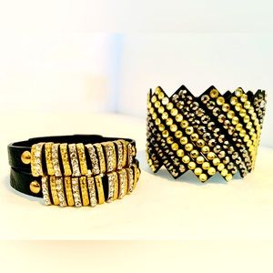 Vintage Yik Fung Cuff Bracelets Rare Rhinestone Yik Fung Bracelets